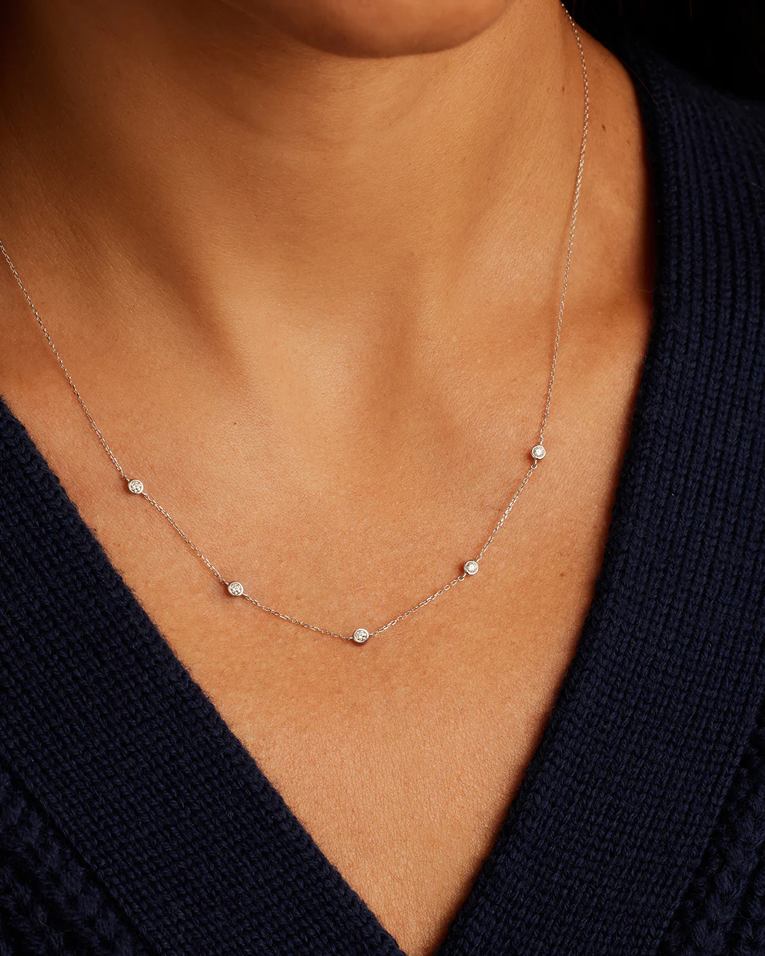 Classic Five Diamond Necklace - Image 5